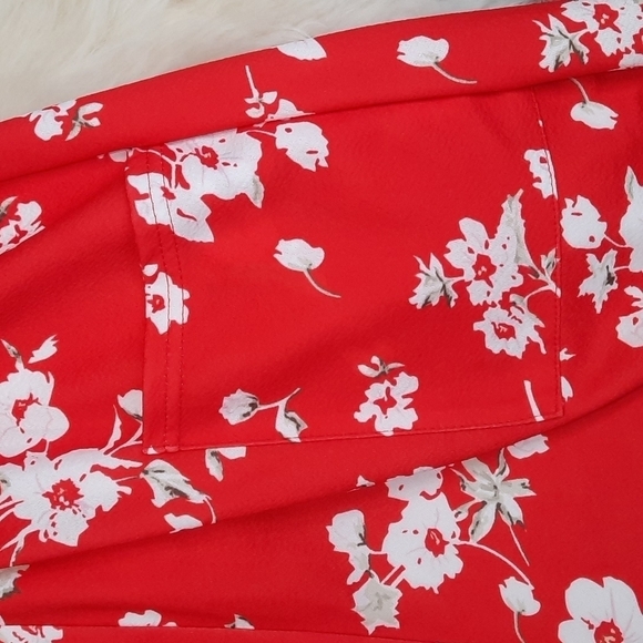 Boutique Red Floral Button Front Summer Dress - Picture 3 of 6